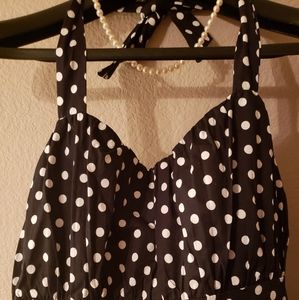 Retro Style Polka Dot Black and White Dress